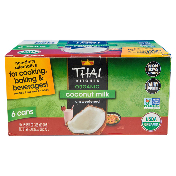 Soups & Broths Thai Kitchen Organic Unsweetened Coconut Milk, 6 x 13.66 fl oz hero