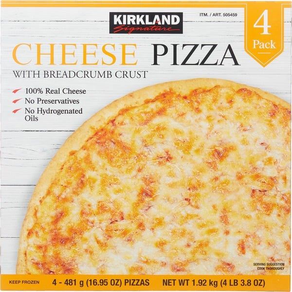 Frozen Meals Kirkland Signature Kirkland Signature Cheese Pizza, 4 x 16.95 oz hero