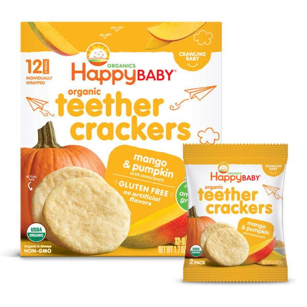 Crackers Happy Baby Organics Organic Teether Crackers Gluten Free Mango & Pumpkin with Amaranth hero