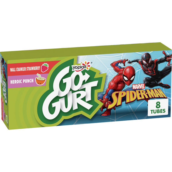 Yogurt Go-Gurt Marvel Wall Crawler Strawberry and Heroic Punch Kids Yogurt Tubes hero