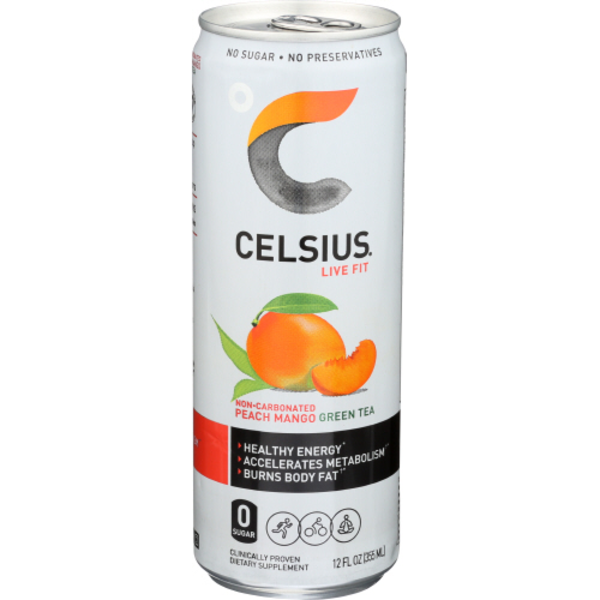 Functional Beverages Celsius Peach Mango Green Tea Energy Drink hero