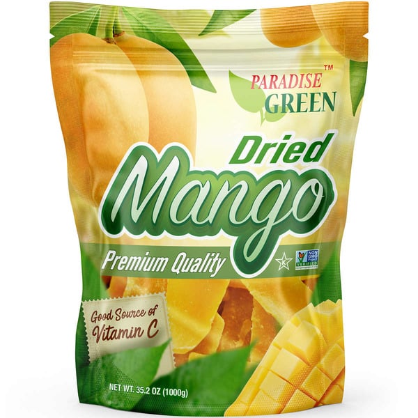 Fruit & Vegetable Snacks Paradise Herbs Green Dried Mangoes, 35.2 oz hero