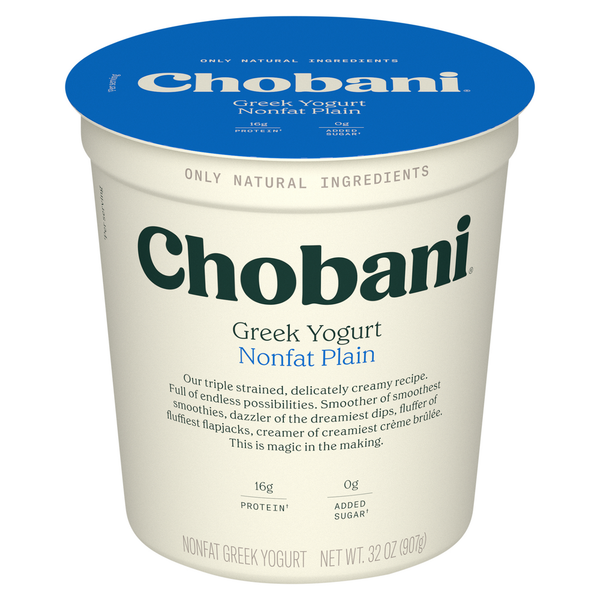 Yogurt Chobani Yogurt, Greek, Nonfat, Plain hero