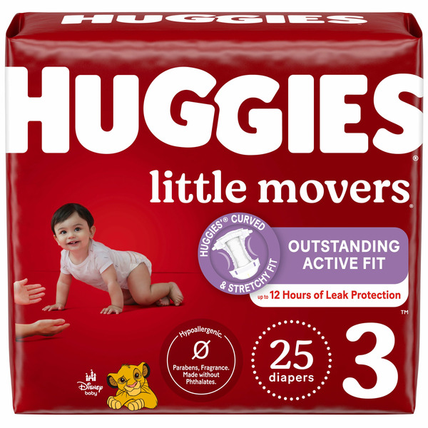 Diapers & Wipes Huggies Little Movers Baby Diapers, Size 3 (16-28 lbs) hero