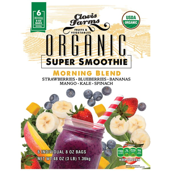 Frozen Fruit & Vegetables Clovis Farms Organic Morning Blend Smoothie, 6 x 8 oz. hero