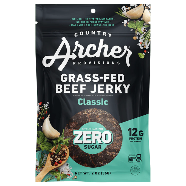 Popcorn & Jerky Country Archer Beef Jerky, Classic, Zero Sugar, Grass-Fed hero