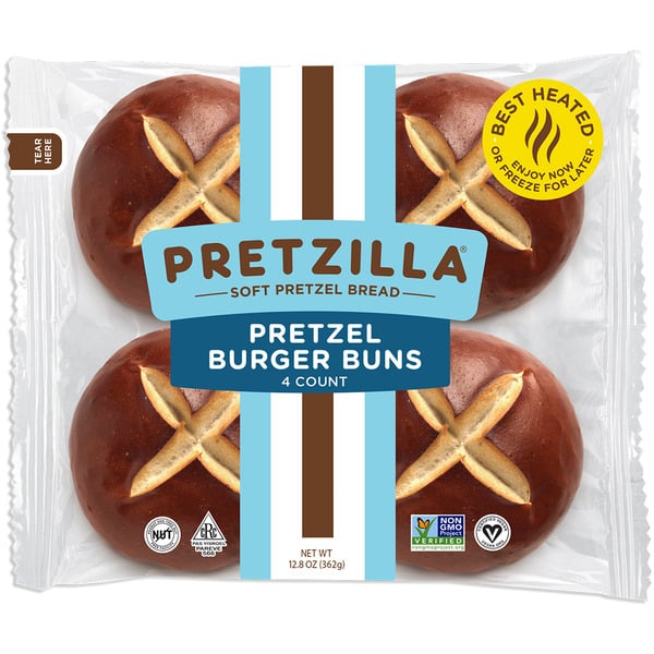 Buns & Rolls Pretzilla GMO-Free Soft Pretzel Burger Buns hero