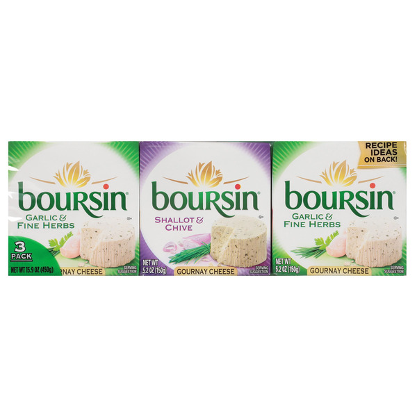 Artisan & Specialty Cheese boursin Garlic & Fine Herbs + Shallot & Chive Gournay Cheese Variety Pack, 3 x 5.2 oz hero