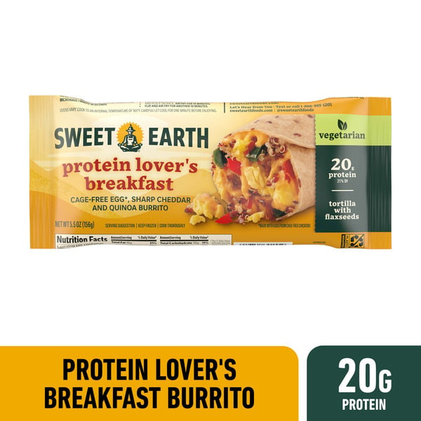 Frozen Burritos Sweet Earth Protein Lover'S Vegetarian Breakfast Burrito Frozen Burrito hero