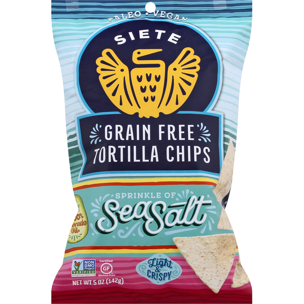 Potato Chips,Tortilla & Pretzels Siete Tortilla Chips, Grain Free, Sea Salt hero