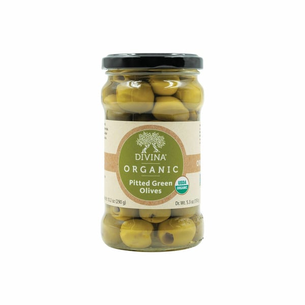 Pickled Goods & Olives Divina Organic Pitted Green Olives hero