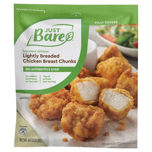Frozen Meat & Seafood Just Bare Chicken Breast Chunks 64 oz hero
