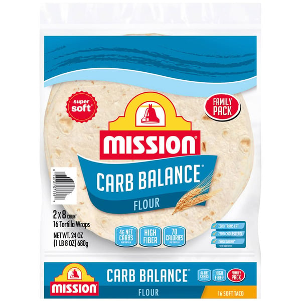 Tortillas & Flatbreads Mission Soft Taco Carb Balanace, 2 x 8 ct hero