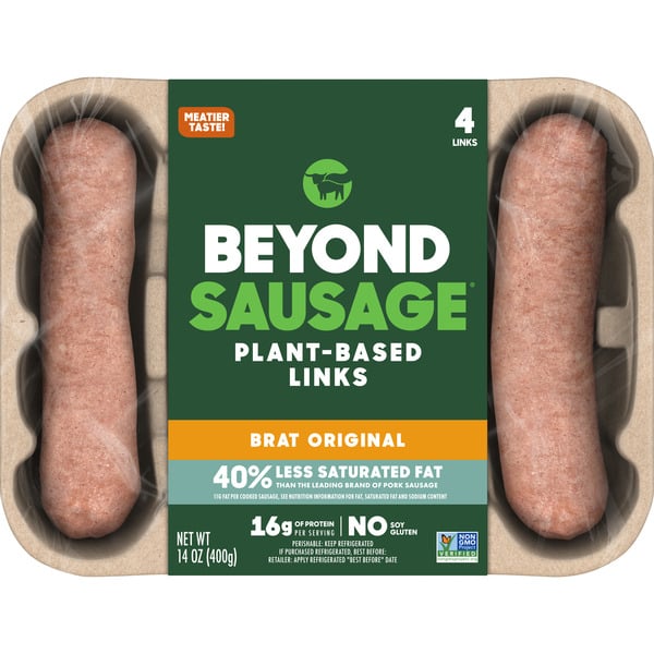 Hot Dogs, Bacon & Sausage Beyond Meat Beyond Sausage, Plant-Based Sausage Links, Brat Original hero