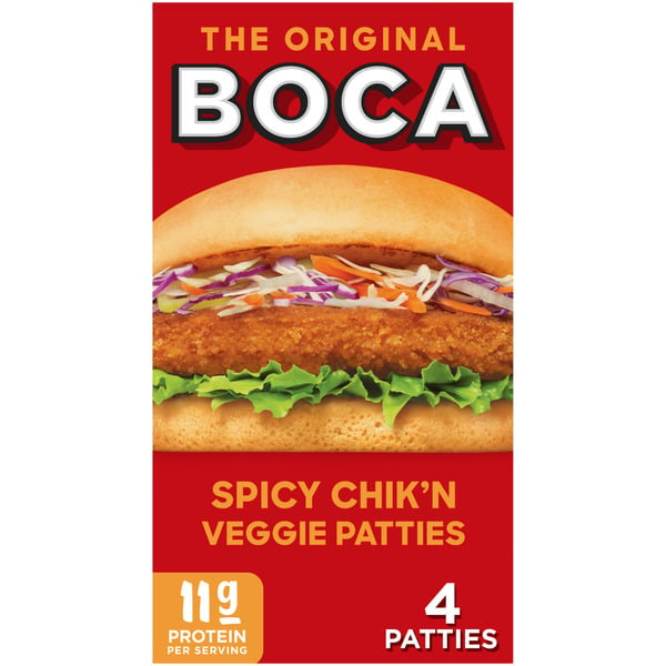 Frozen Vegan & Vegetarian BOCA Spicy Vegan Chik'n Veggie Patties hero
