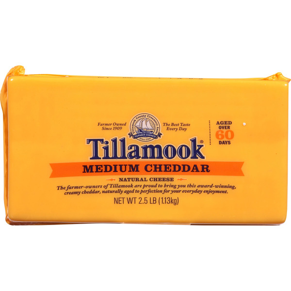 Cheese Tillamook Medium Cheddar Cheese, 2.5 lb hero