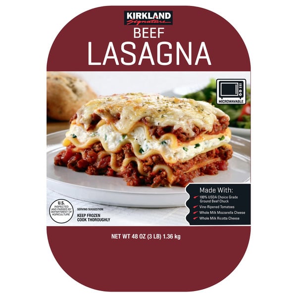 Frozen Meals Kirkland Signature Beef Lasagna, 2 x 3 lbs. hero