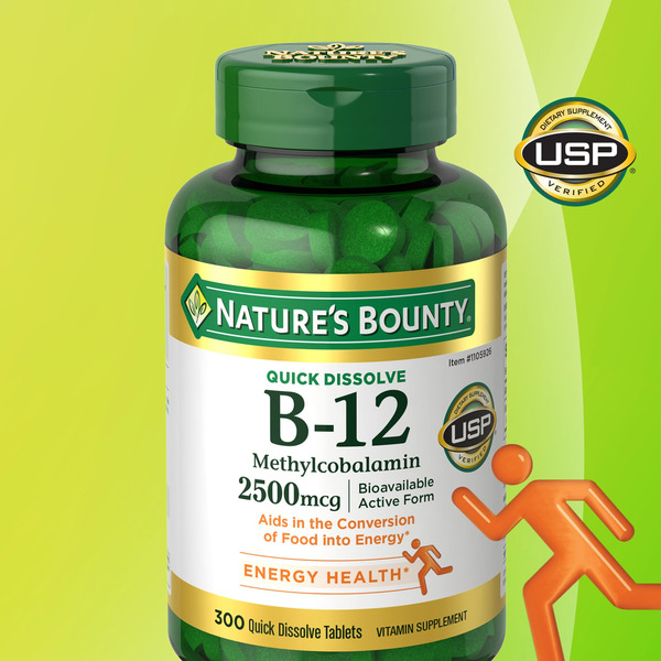Vitamins & Supplements Nature's Bounty Vitamin B-12 2500 mcg Quick Dissolve Tablets, 300 ct hero