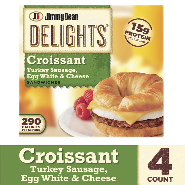 Frozen Breakfast Jimmy Dean Delights Frozen Turkey Sausage, Egg White & Cheese Croissant Sandwiches hero