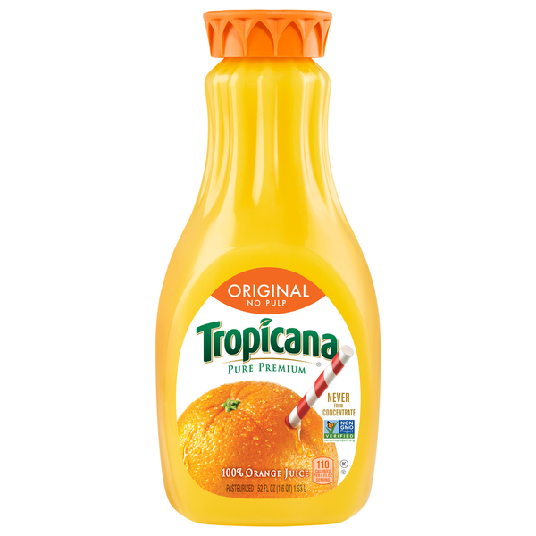 Juices Tropicana 100% Orange Juice, No Pulp, Original, Pure Premium hero