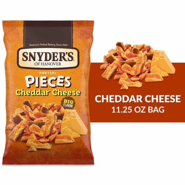 Chips & Pretzels Snyder's of Hanover Cheddar Cheese Pretzel Pieces hero