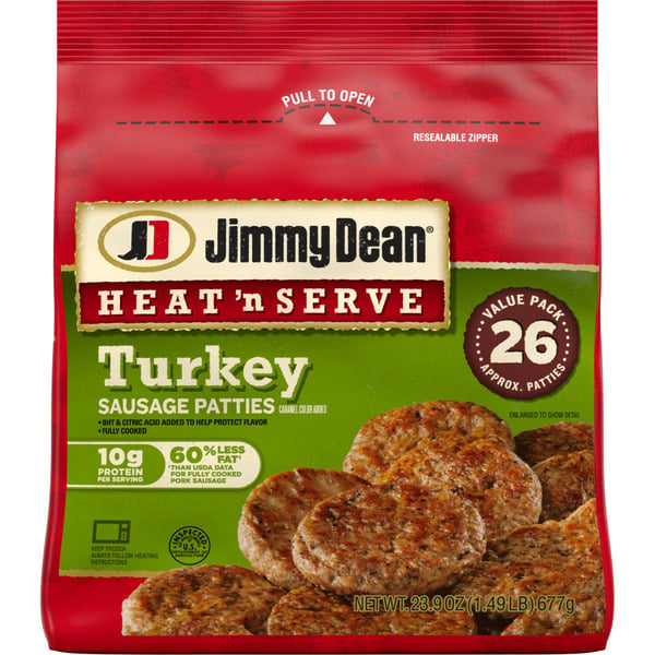 Frozen Meat & Seafood Jimmy Dean Heat 'N Serve Turkey Sausage Patties hero