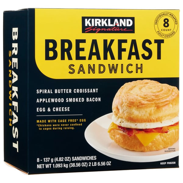 Frozen Meals Kirkland Signature Breakfast Sandwich Spiral Croissant, 8 ct hero