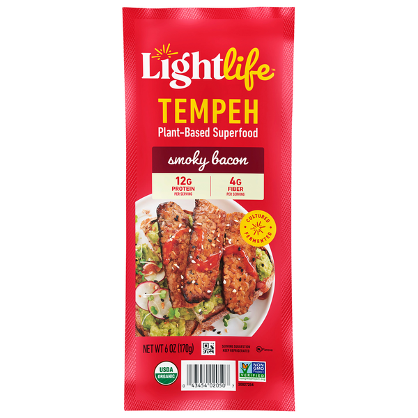 Tofu & Meat Alternatives Lightlife Tempeh, Smoky Bacon, Plant-Based Superfood hero