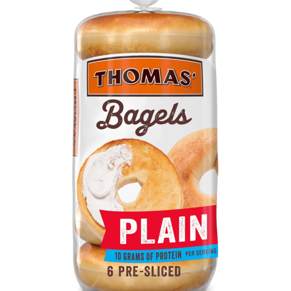 Breakfast Bakery Thomas’ Plain Pre-sliced Bagels hero