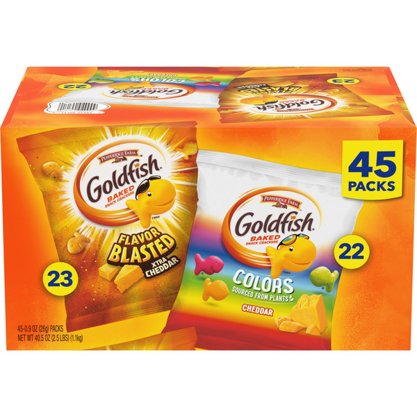 Pepperidge Farm Goldfish  Colors Cheddar and Flavor Blasted Xtra Cheddar Crackers hero