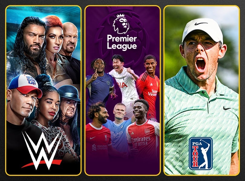 Sports on Peacock include WWE, Premier League, and PGA Tour