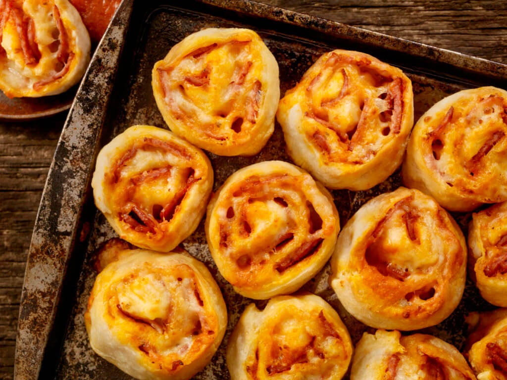 Pepperoni Pizza Rolls on a counter.