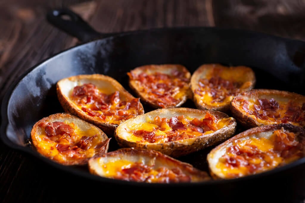 Potato Skins in a Cast Iron Skillet