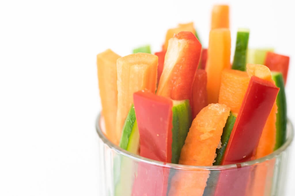 Close up of colorful vegetable sticks