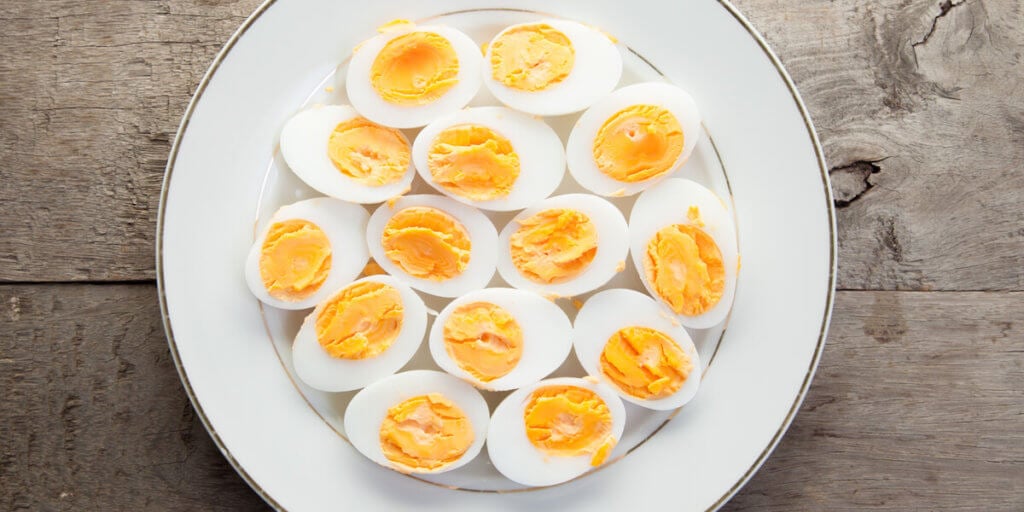 boiled eggs on a plate.