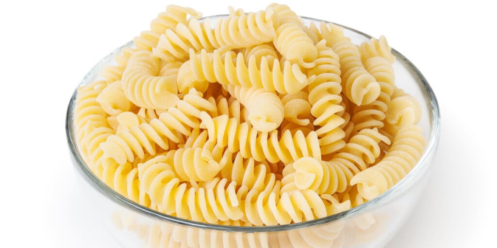 Plain pasta in a dish.