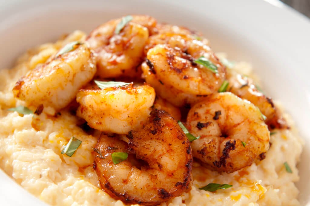 Shrimp and cheese grits - southern cuisine.  