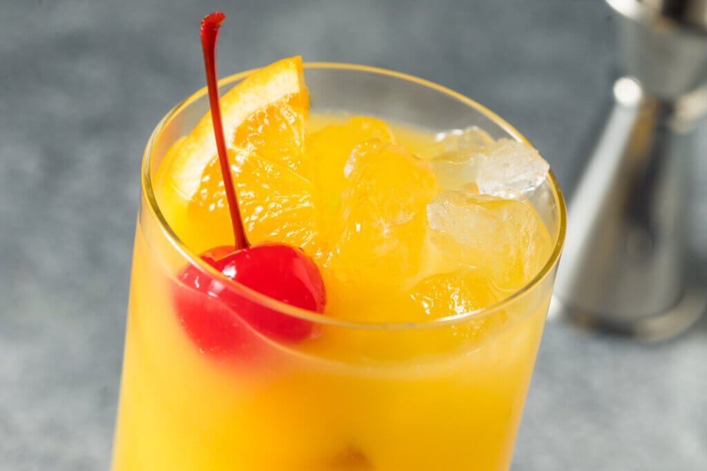 Boozy Refreshing Vodka Harvey Wallbanger Cocktail with Orange Juice