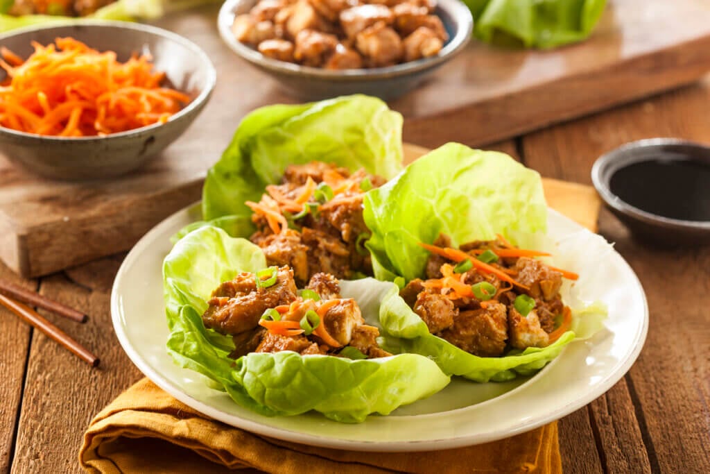 Chicken Lettuce Wrap with Carrots