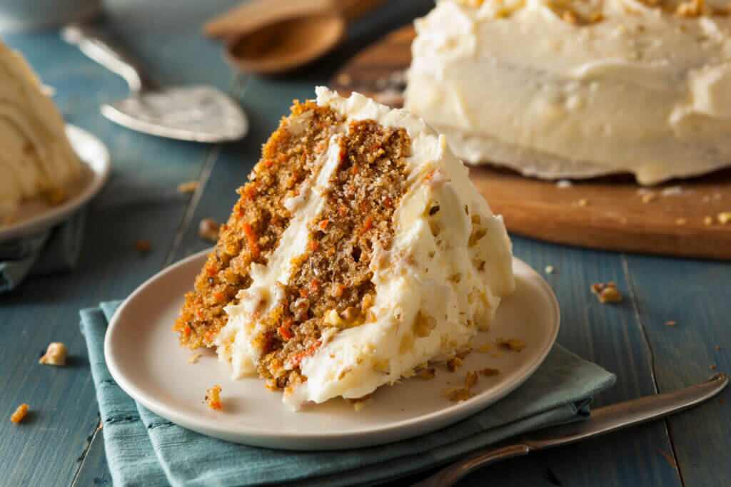 Healthy Homemade Carrot Cake Ready to eat.