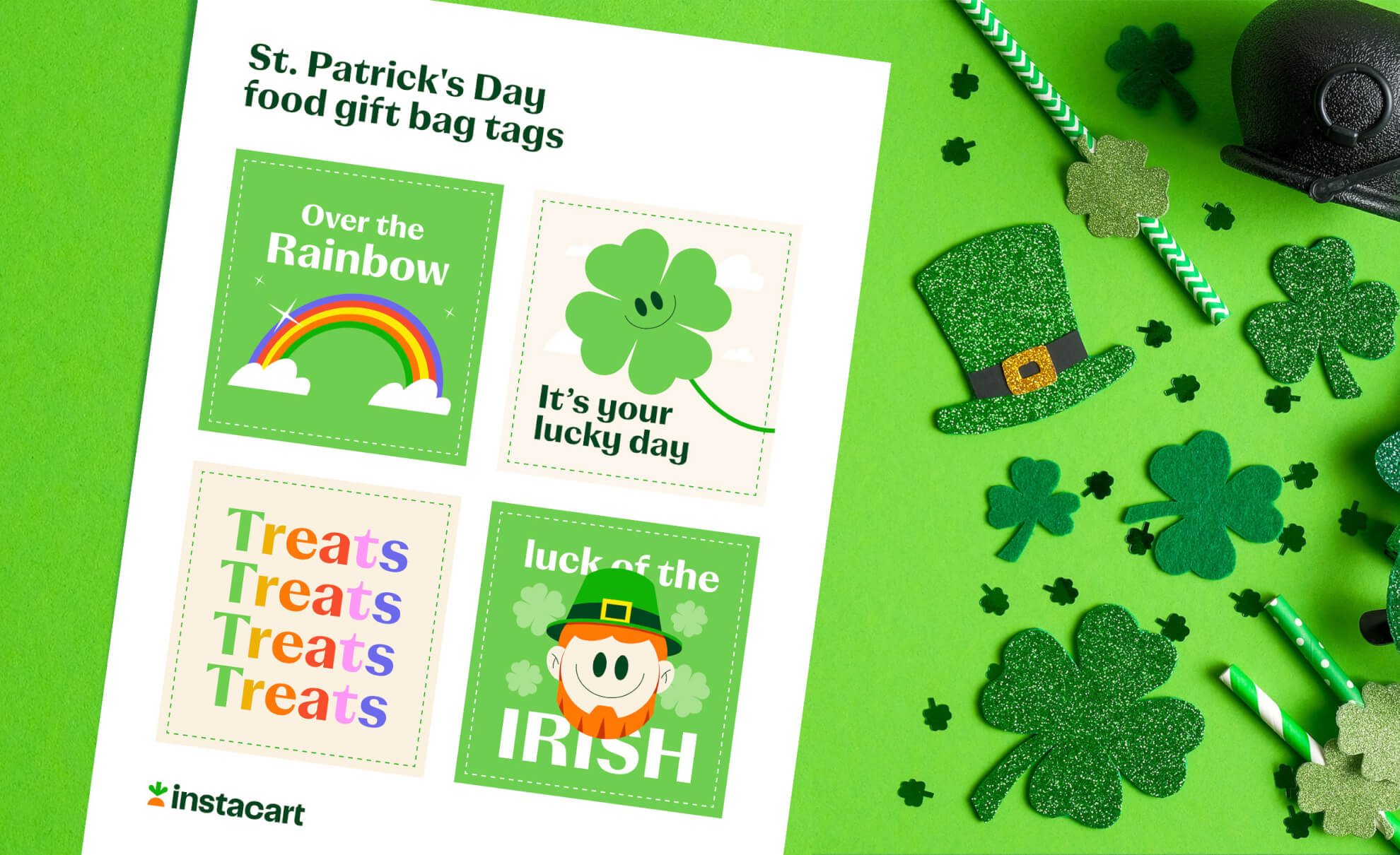 St. Patrick's Day food gift bag tags 