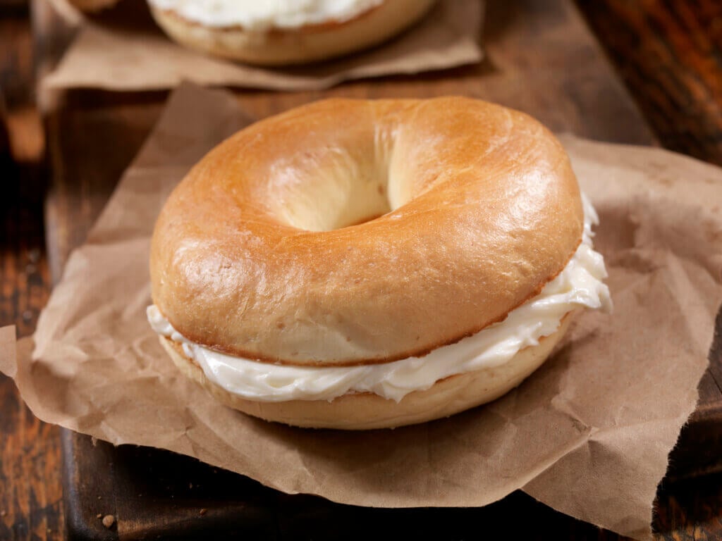 Toasted New York Style Bagels with Cream Cheese
