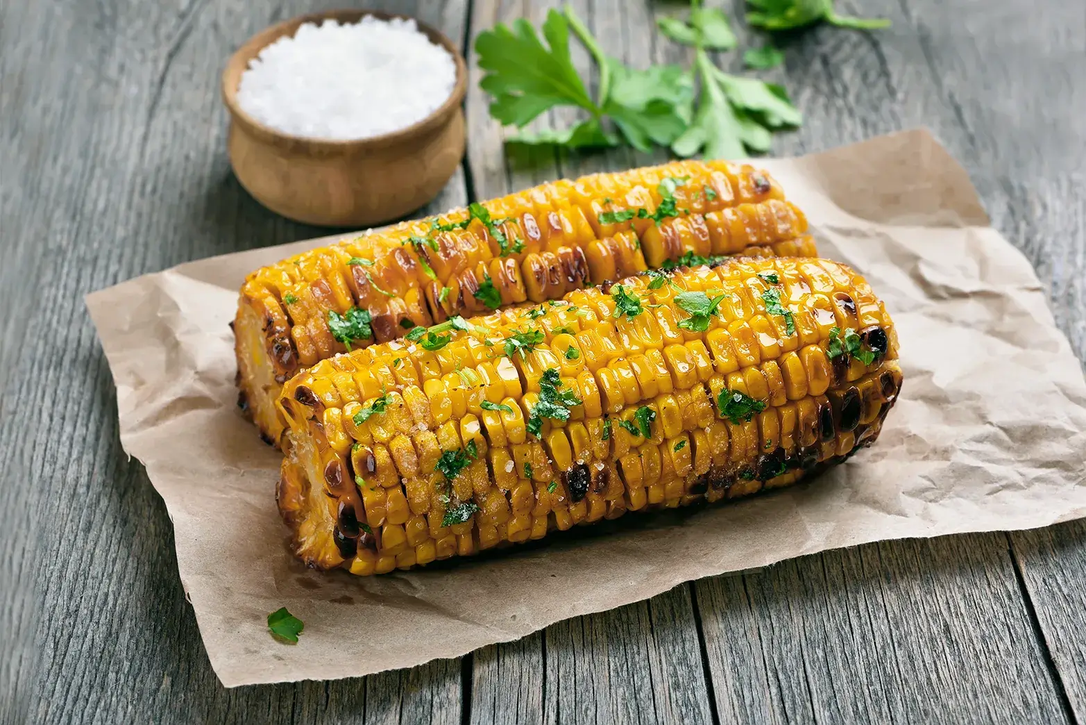 seasoned and grilled corn on the cob