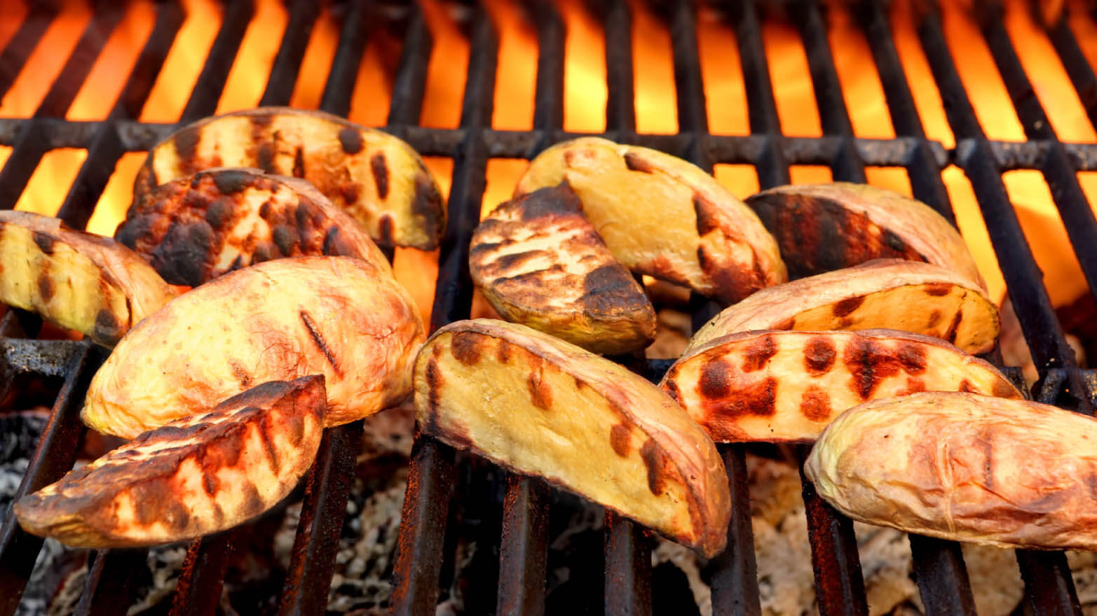 potatoes grilling on grill top
