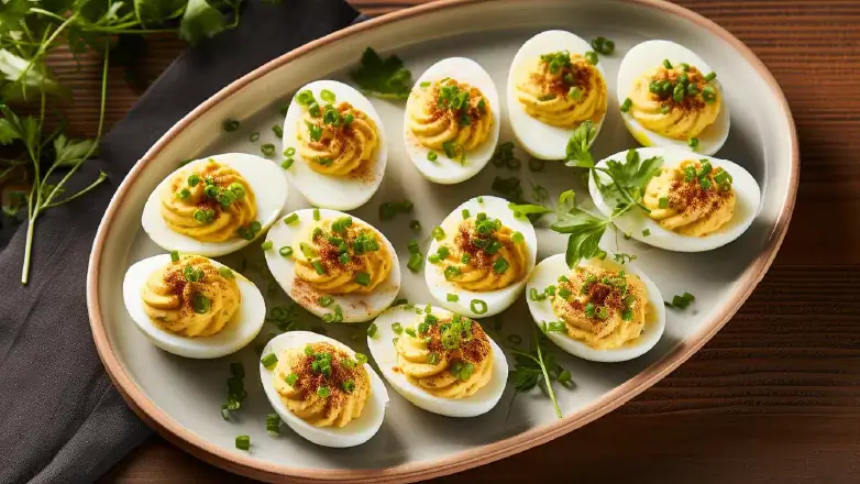deviled eggs on large plate