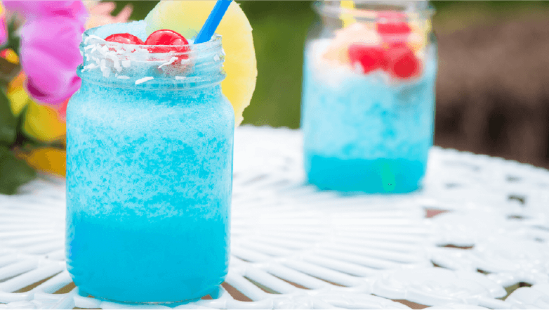 blue ocean drink with cherries