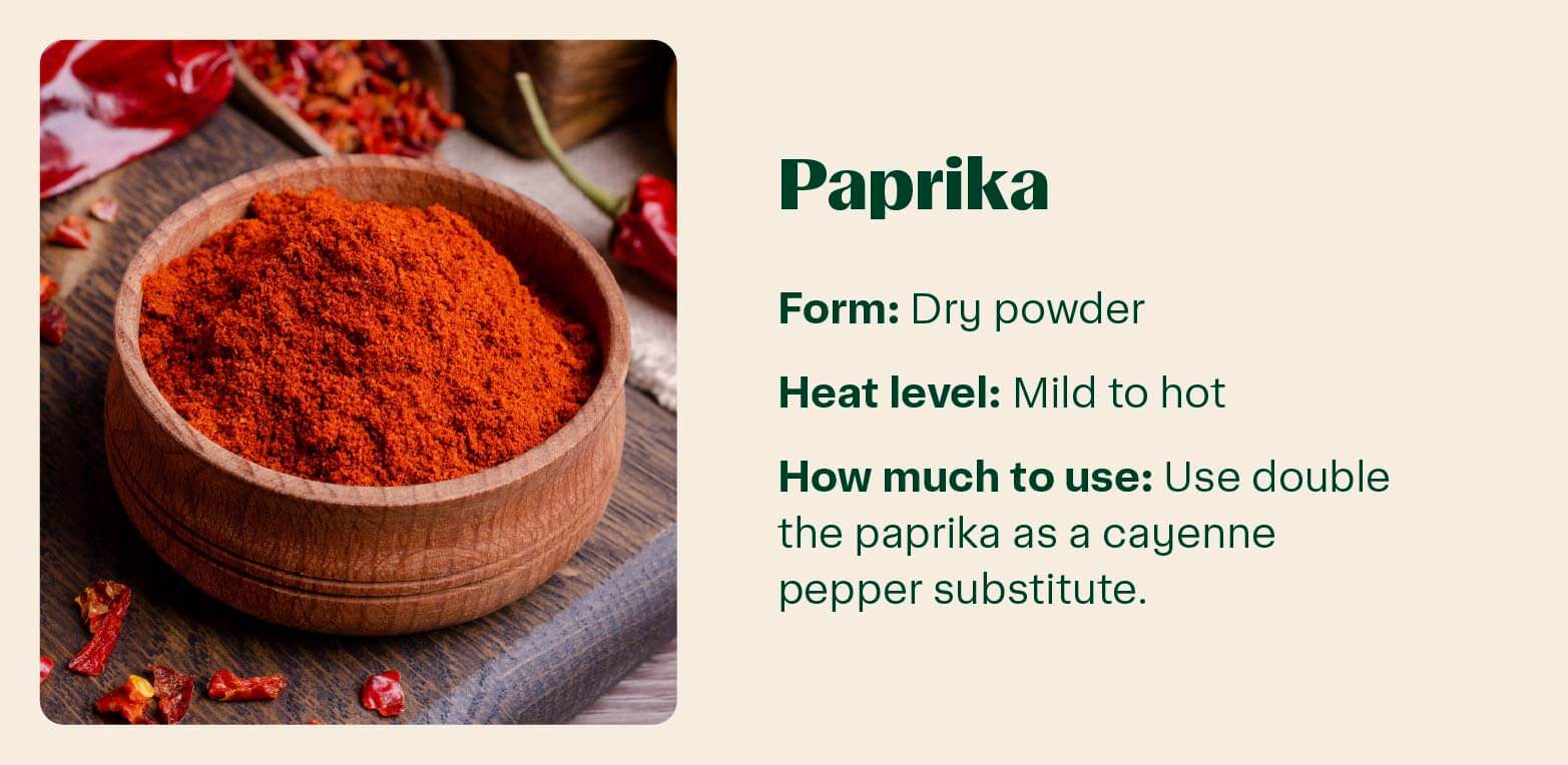 how much paprika to use as a cayenne pepper substitute