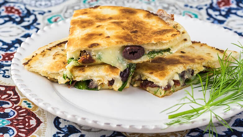 make a quesadilla dairy-free by swapping cheese for hummus.