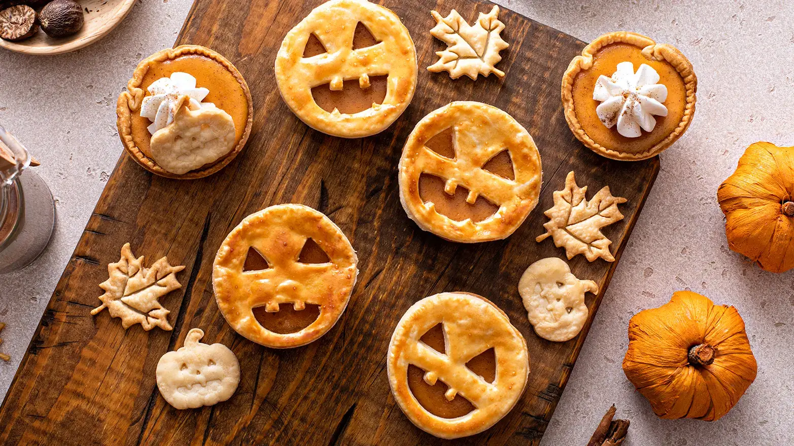 Mini pumpkin pies for sweet Halloween potluck dish
