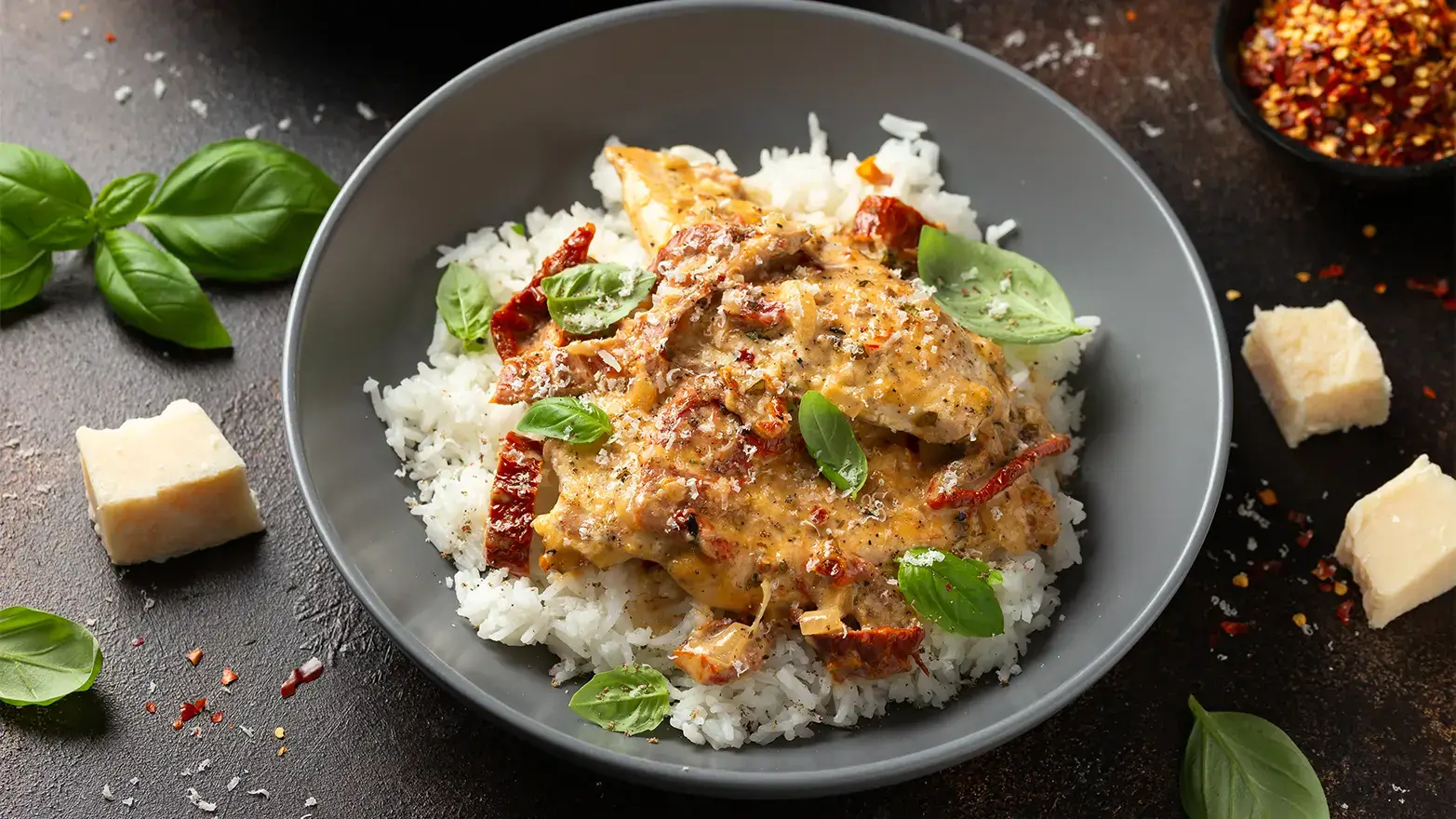 tuscan chicken over white rice